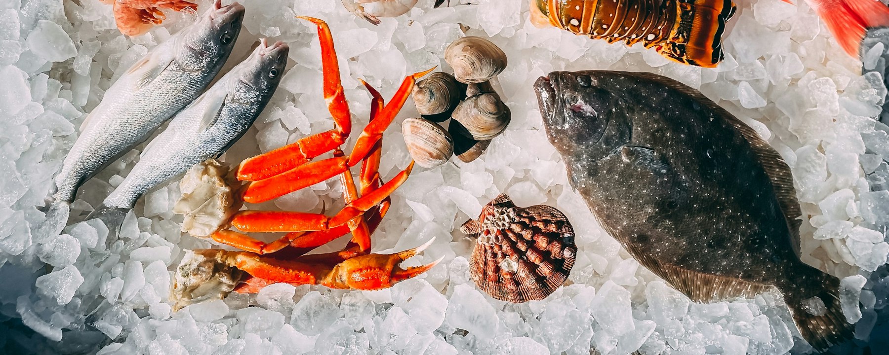 Fresh seafood on ice