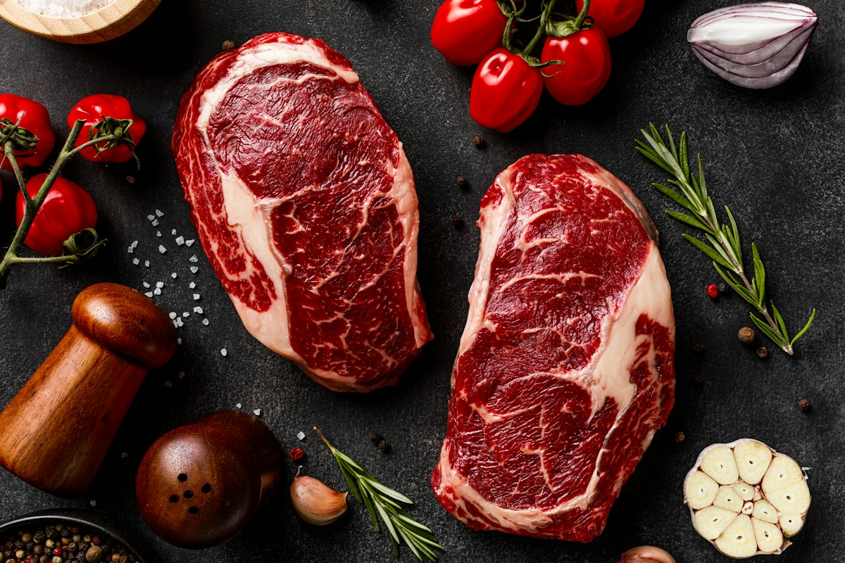 Raw beef steaks
